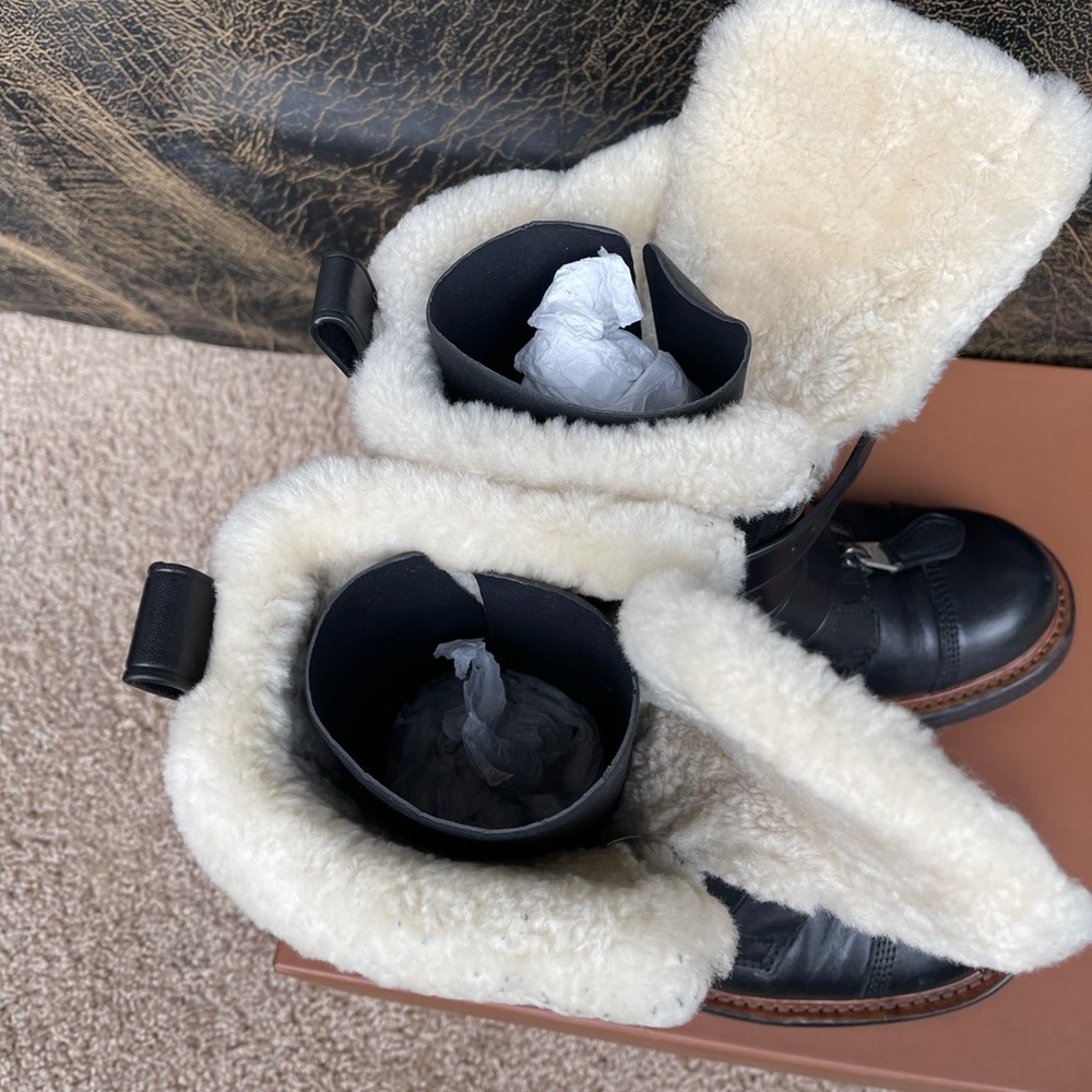 Coach Zip Moto Genuine Shearling Boots! - Picture 2 of 6